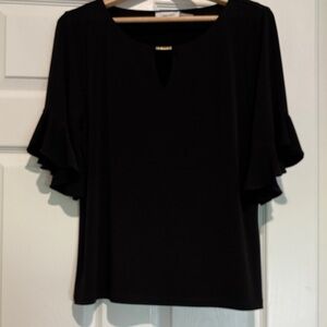 Calvin Klein Black Blouse with Ruffled Sleeves; Size M